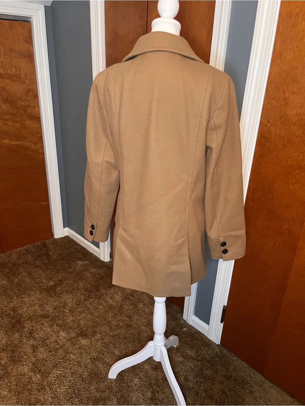 J. Crew Camel Double-Breasted Wool Peacoat. Women’s size medium.